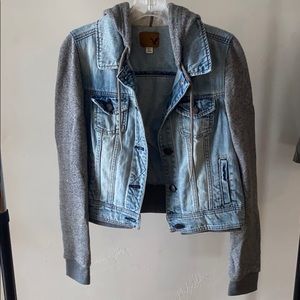 American Eagle Denim Jacket with Sweatshirt Detail